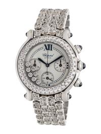 CHOPARD, STAINLESS STEEL AND DIAMOND CHRONOGRAPH 'HAPPY SPORT' WATCH