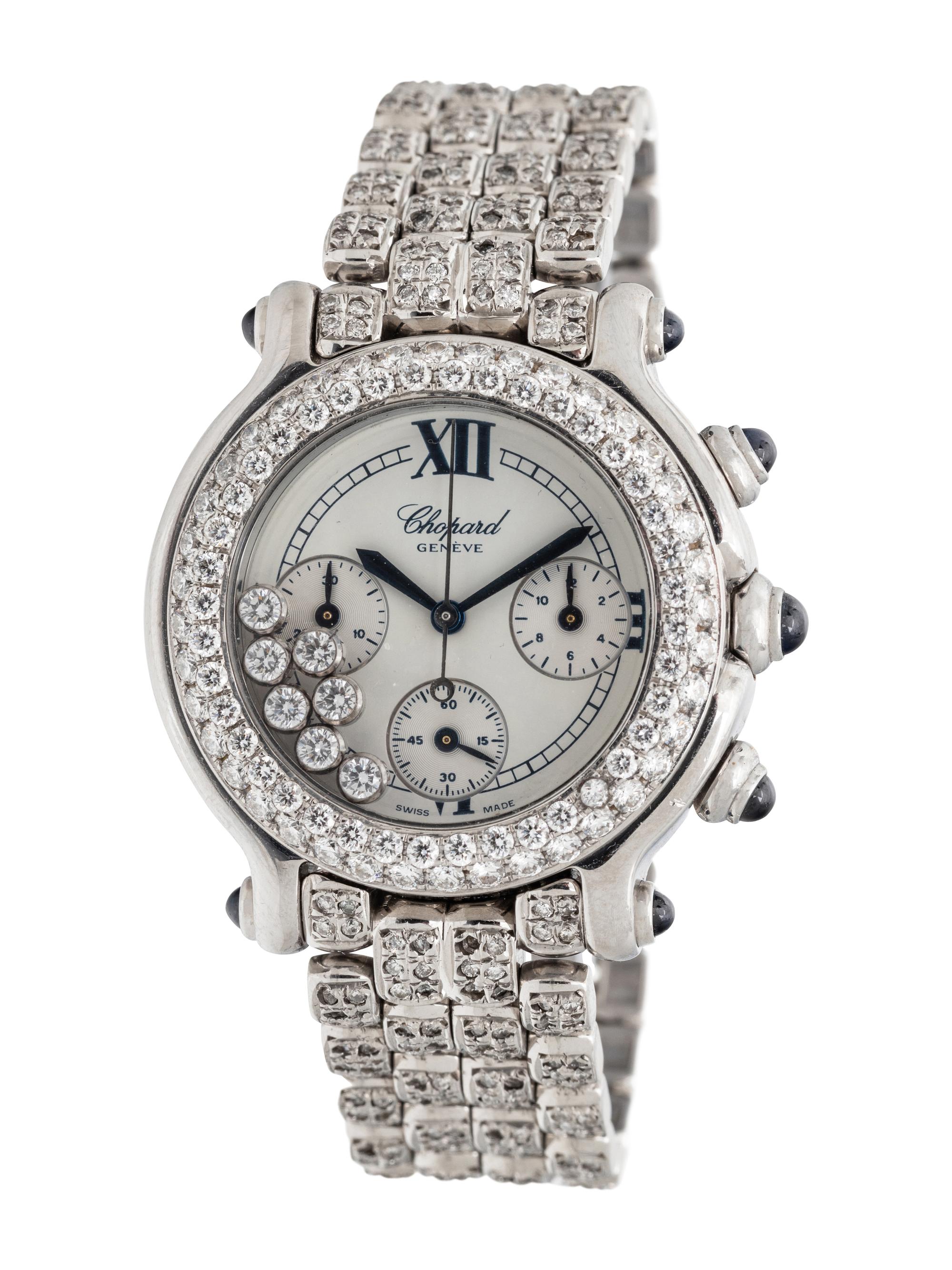 CHOPARD, STAINLESS STEEL AND DIAMOND CHRONOGRAPH 'HAPPY SPORT' WATCH