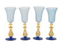 A Set of Twelve Murano Colored-Glass Chalices