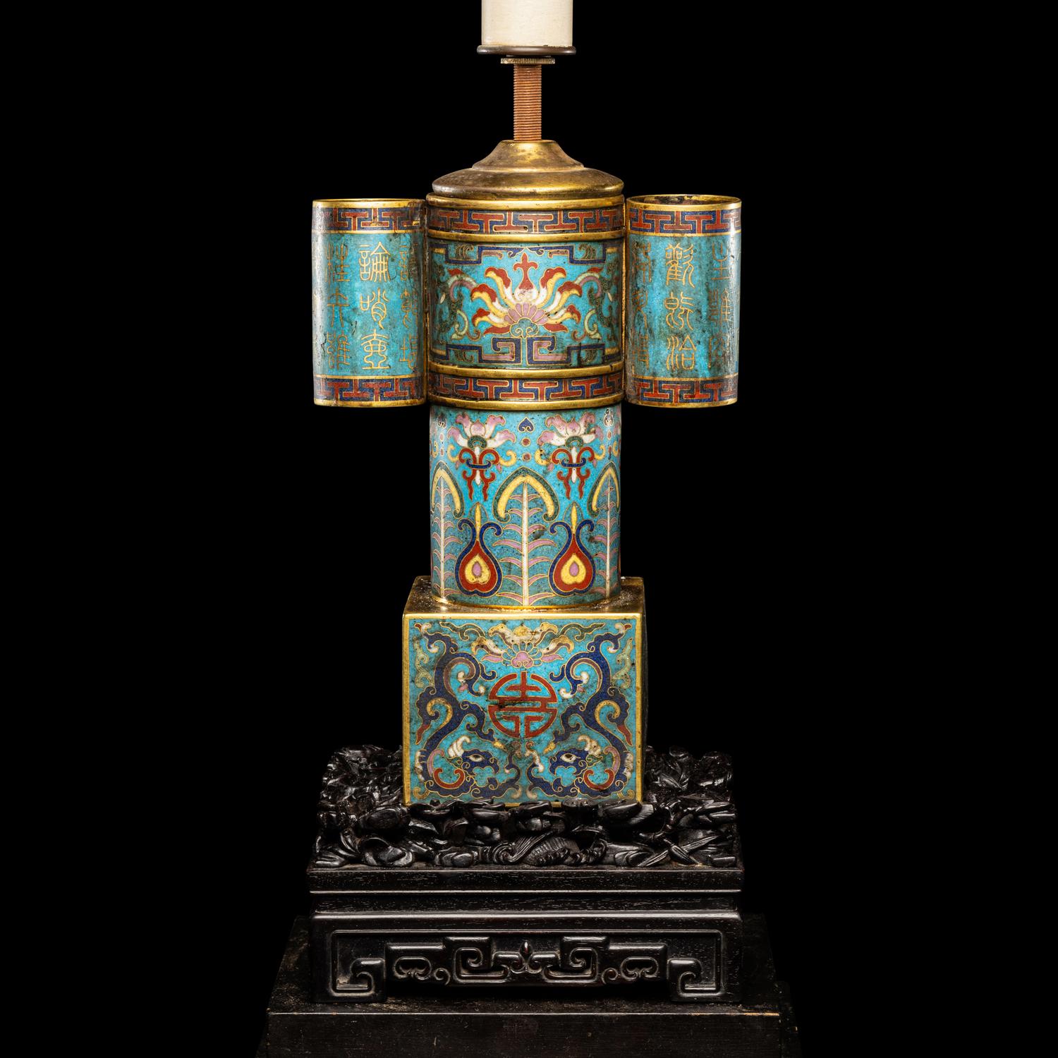 A Chinese Cloisonné Enamel 'Arrow' Vase 掐絲琺琅四方投壺