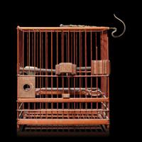 A Finely Made Chinese Bamboo Bird Cage with Bronze and Inlaid Fittings — 竹鳥籠