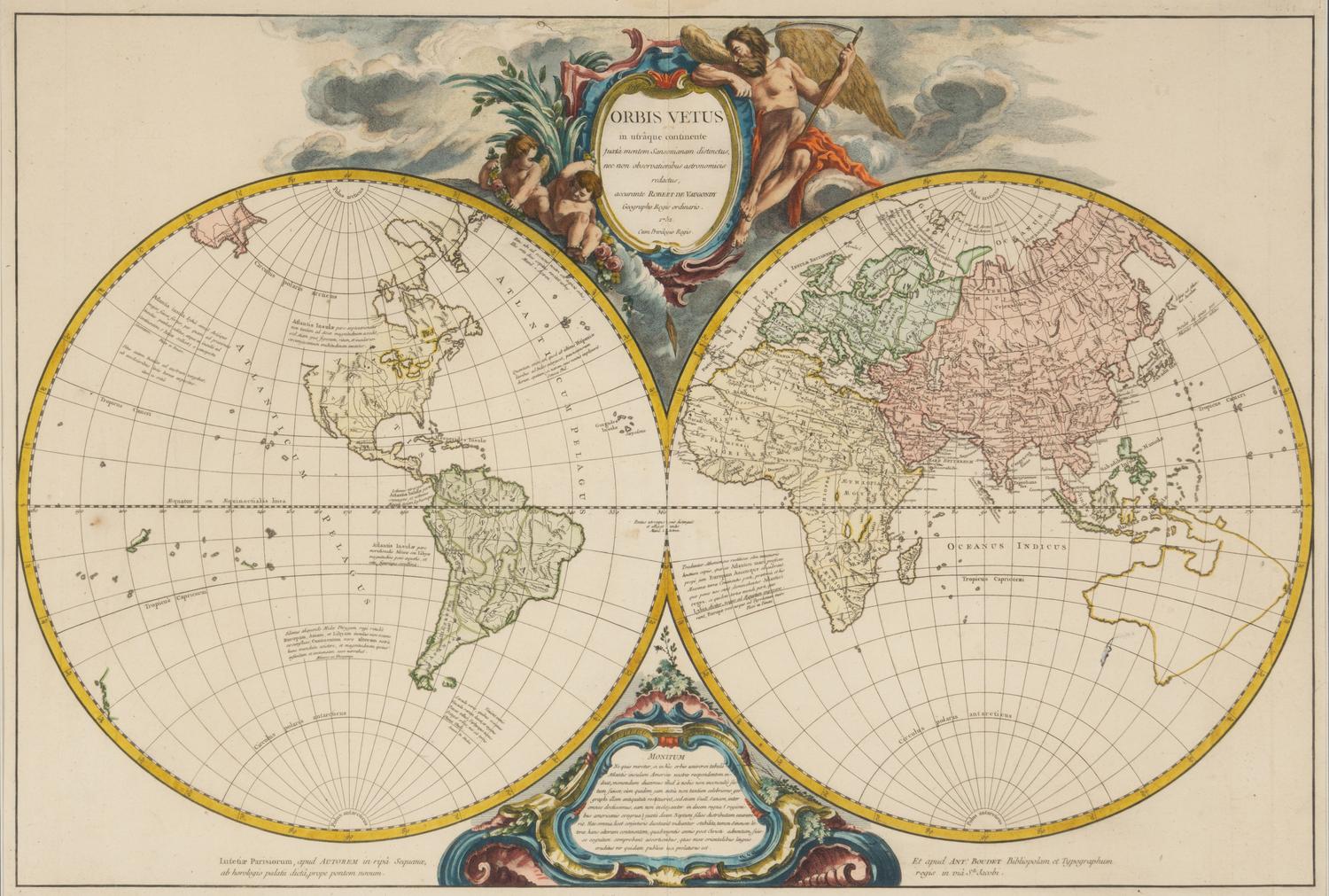 [MAPS]. ROBERT DE VAUGONDY, Gilles (1688-1766). Orbis Vetus in utraque continente... Paris, 1757.