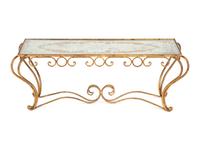 A Gilt Metal and Reverse Painted Glass Low Table