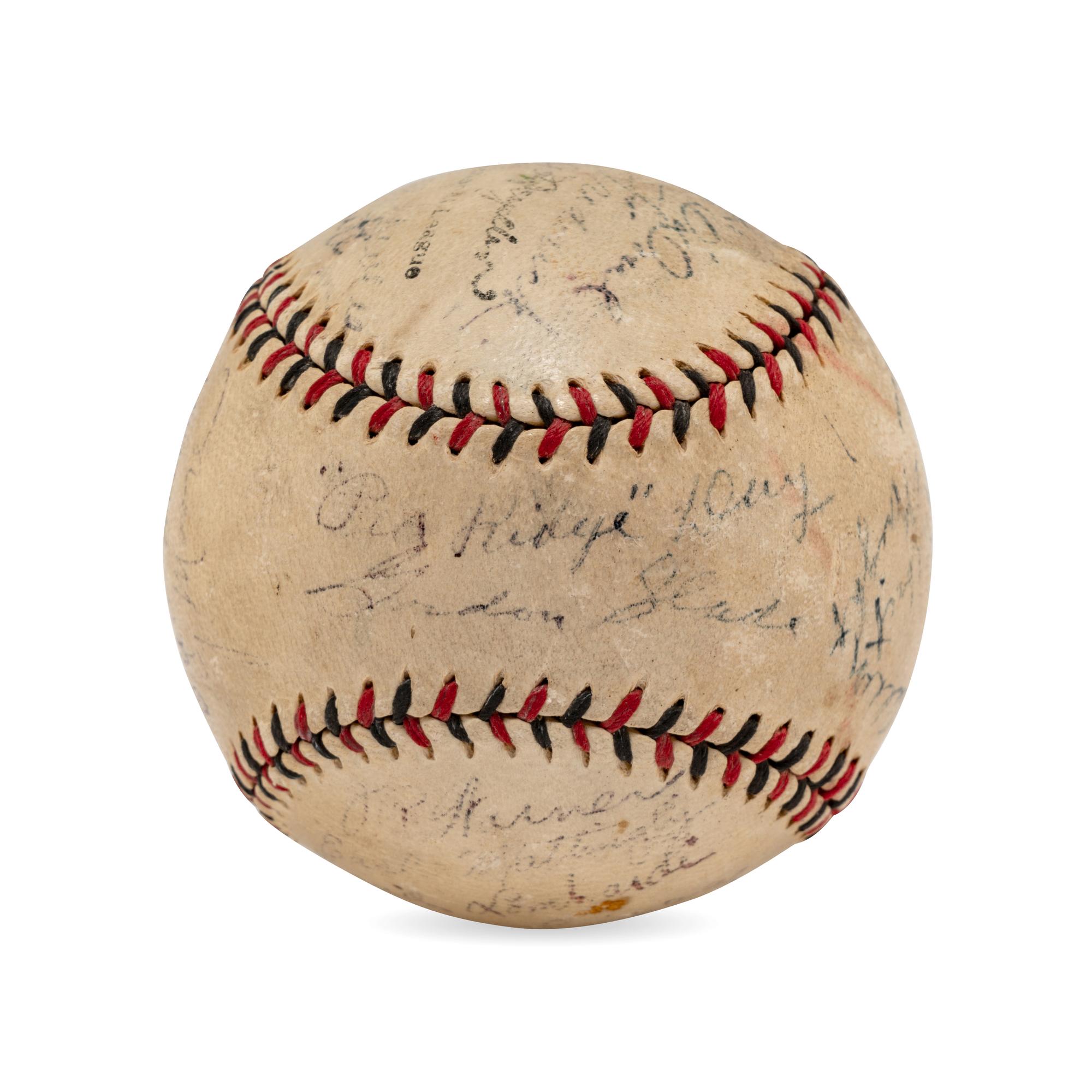 A 1931 Brooklyn Robins Team Signed Autograph Baseball Including Ernie Lombardi Rookie Signature (Beckett Authentication Services)