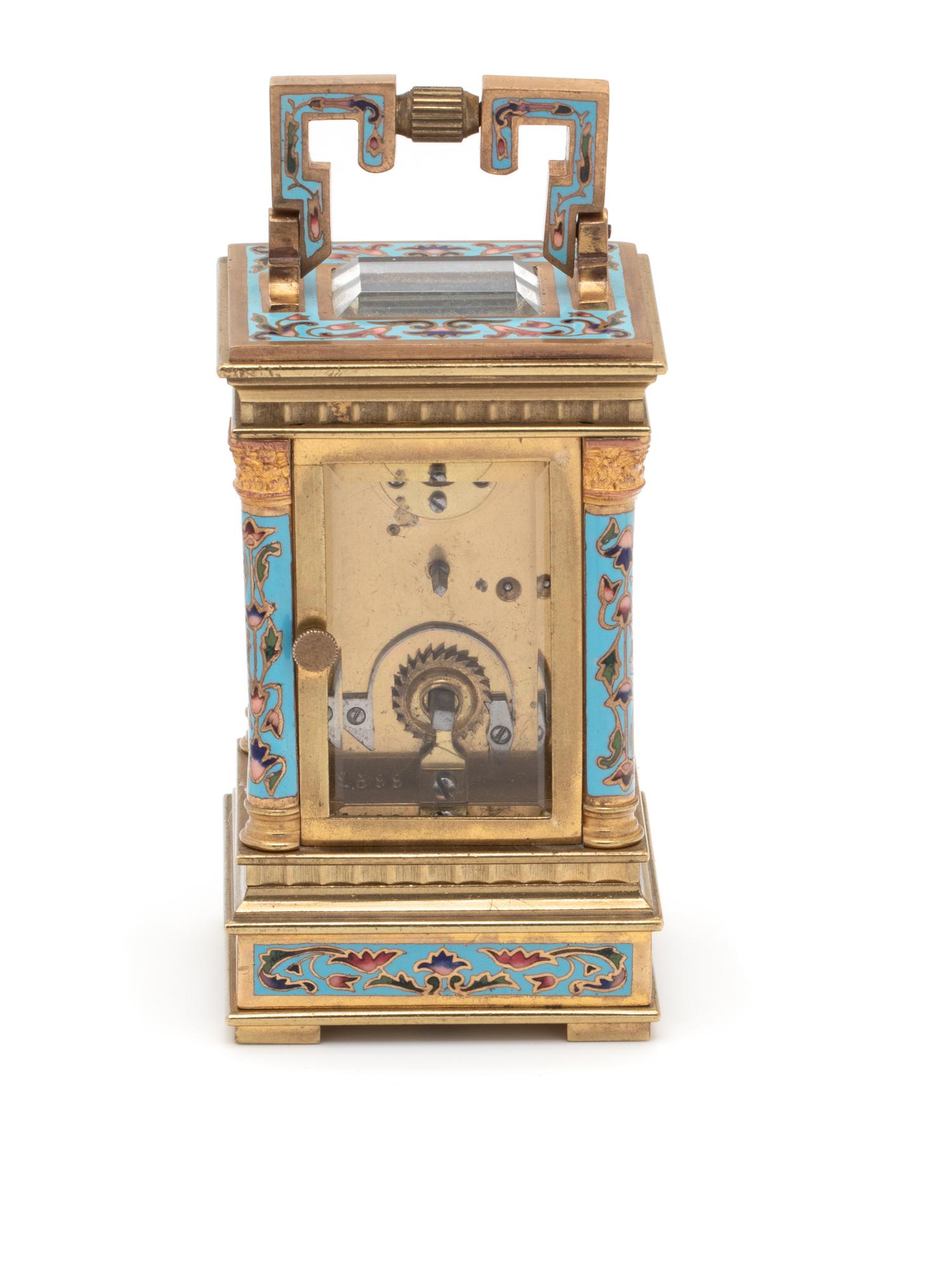 FRENCH, GILT-METAL AND ENAMEL CARRIAGE CLOCK