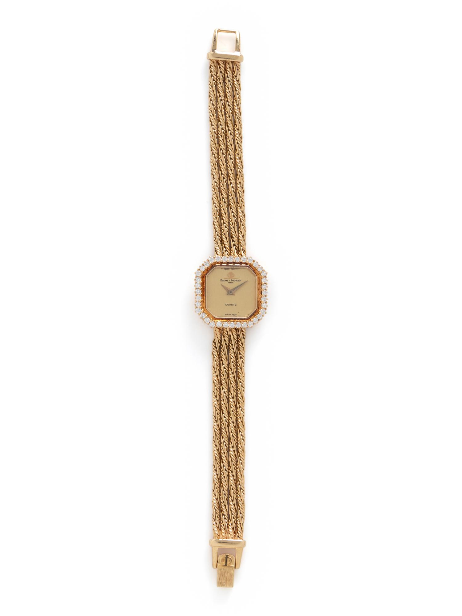 BAUME & MERCIER, YELLOW GOLD AND DIAMOND WATCH