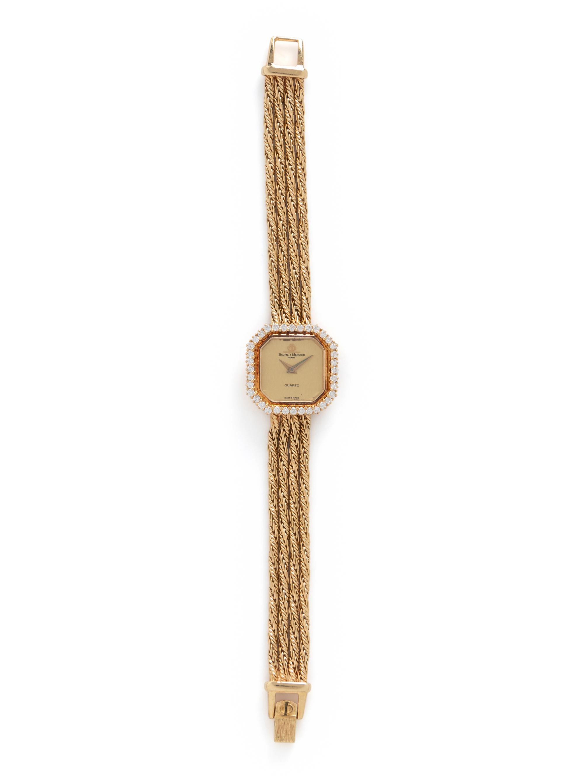 BAUME & MERCIER, YELLOW GOLD AND DIAMOND WATCH