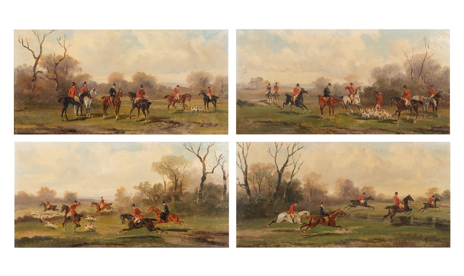 Fox Hunting (four paintings)