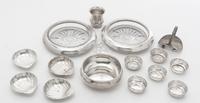 A Group of Silver Table Articles Diameter of largest 7 inches.