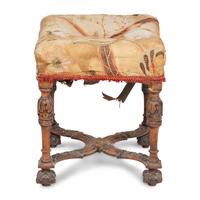 A Continental Carved Walnut Stool