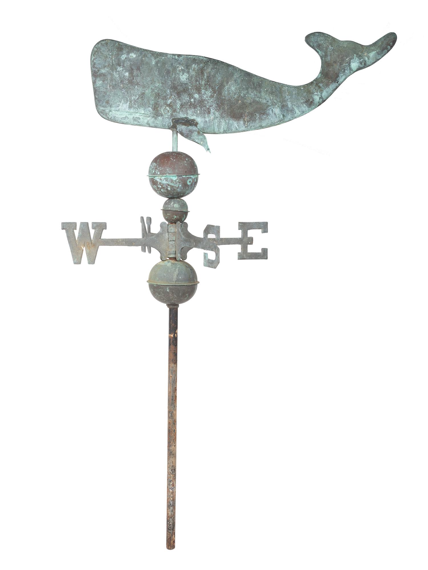 A Molded Copper Whale Weathervane