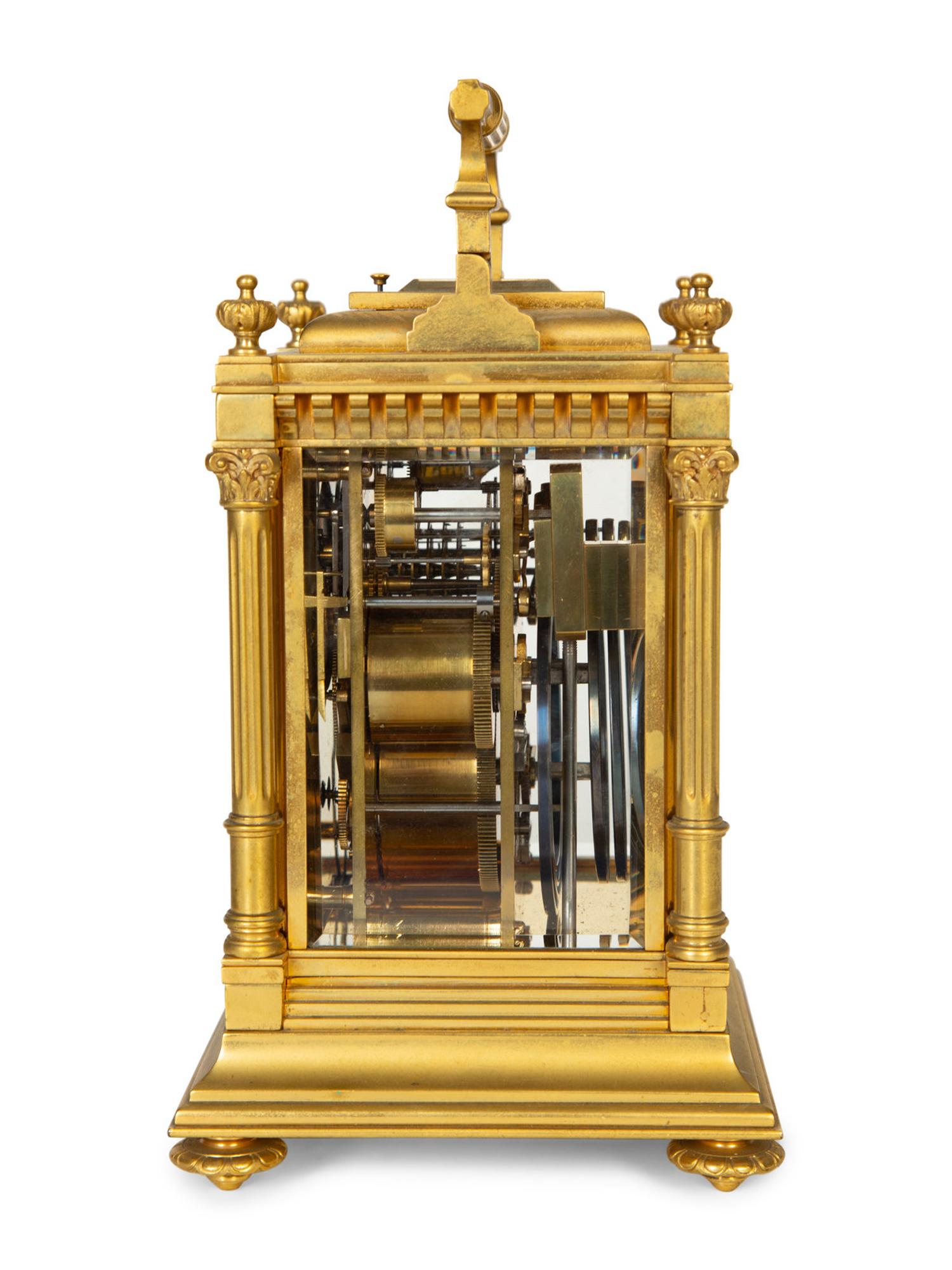 A French Bronze Repeating Carriage Clock with Aiguilles Movement