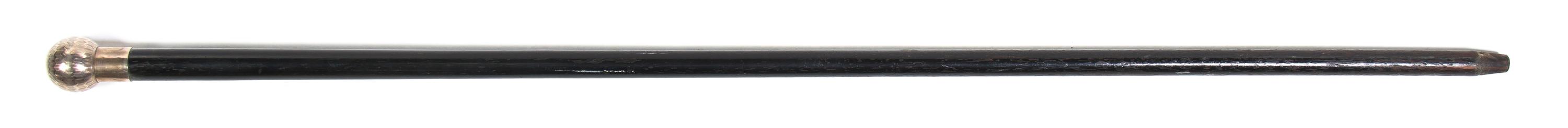 An English Silver Mounted Walking Stick, likely Frances Douglas, Height overall 36 x diameter of handle 1 1/4 inches.