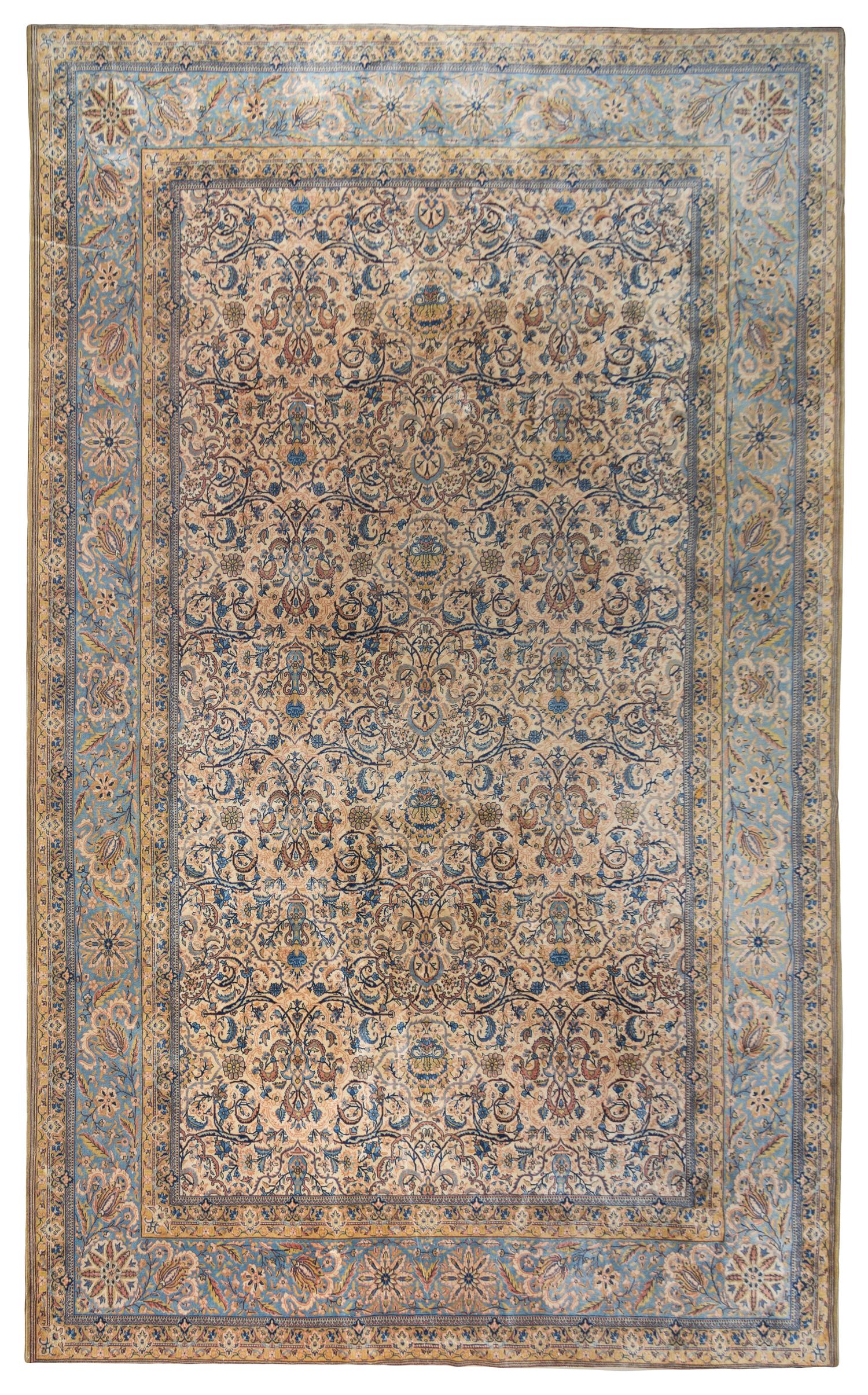 A Kashan Wool Carpet 14 feet 9 inches x 9 feet 11 inches.