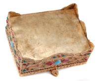 A Silver Filigree and Semi-Precious Stone-Inset Box, 20th Century, of rectangular form with stylized floral decoration.