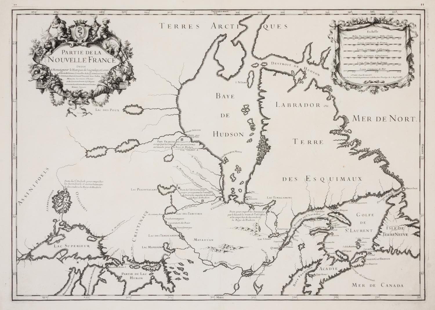 (MAP) JAILLOT, ALEXIS HUBERT. Partie de la nouvelle France. Paris, 1695