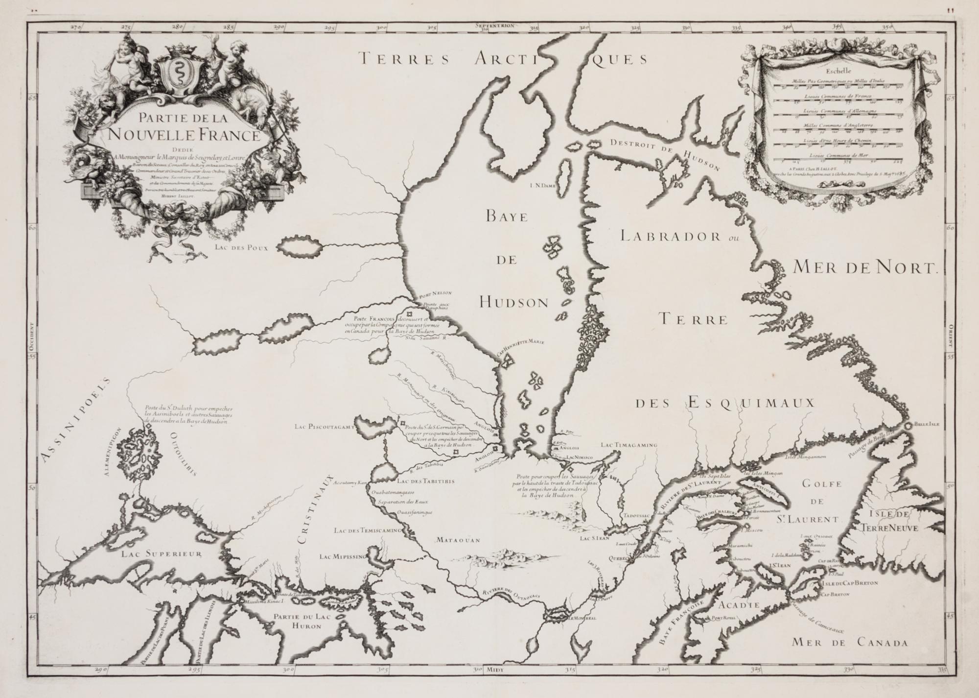 (MAP) JAILLOT, ALEXIS HUBERT. Partie de la nouvelle France. Paris, 1695