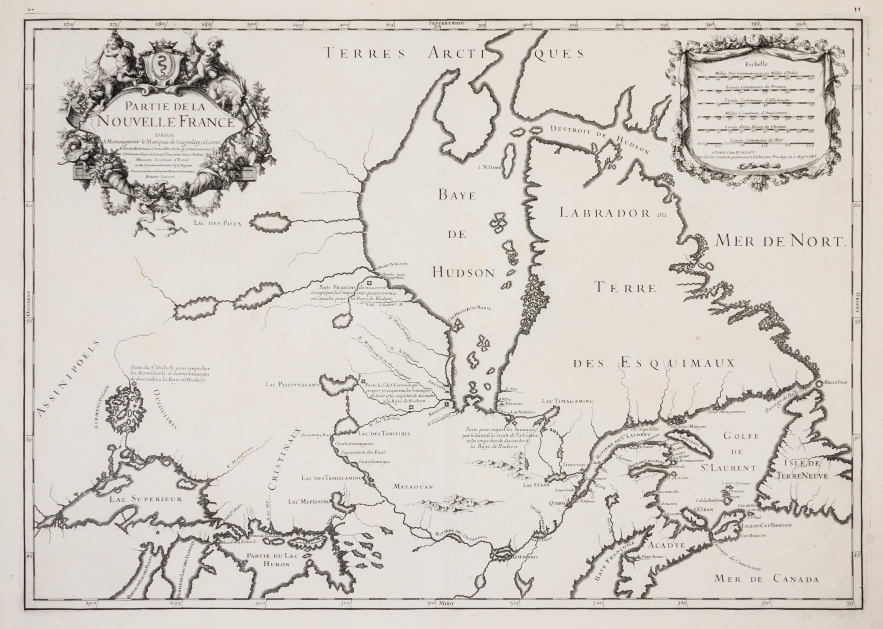 (MAP) JAILLOT, ALEXIS HUBERT. Partie de la nouvelle France. Paris, 1695