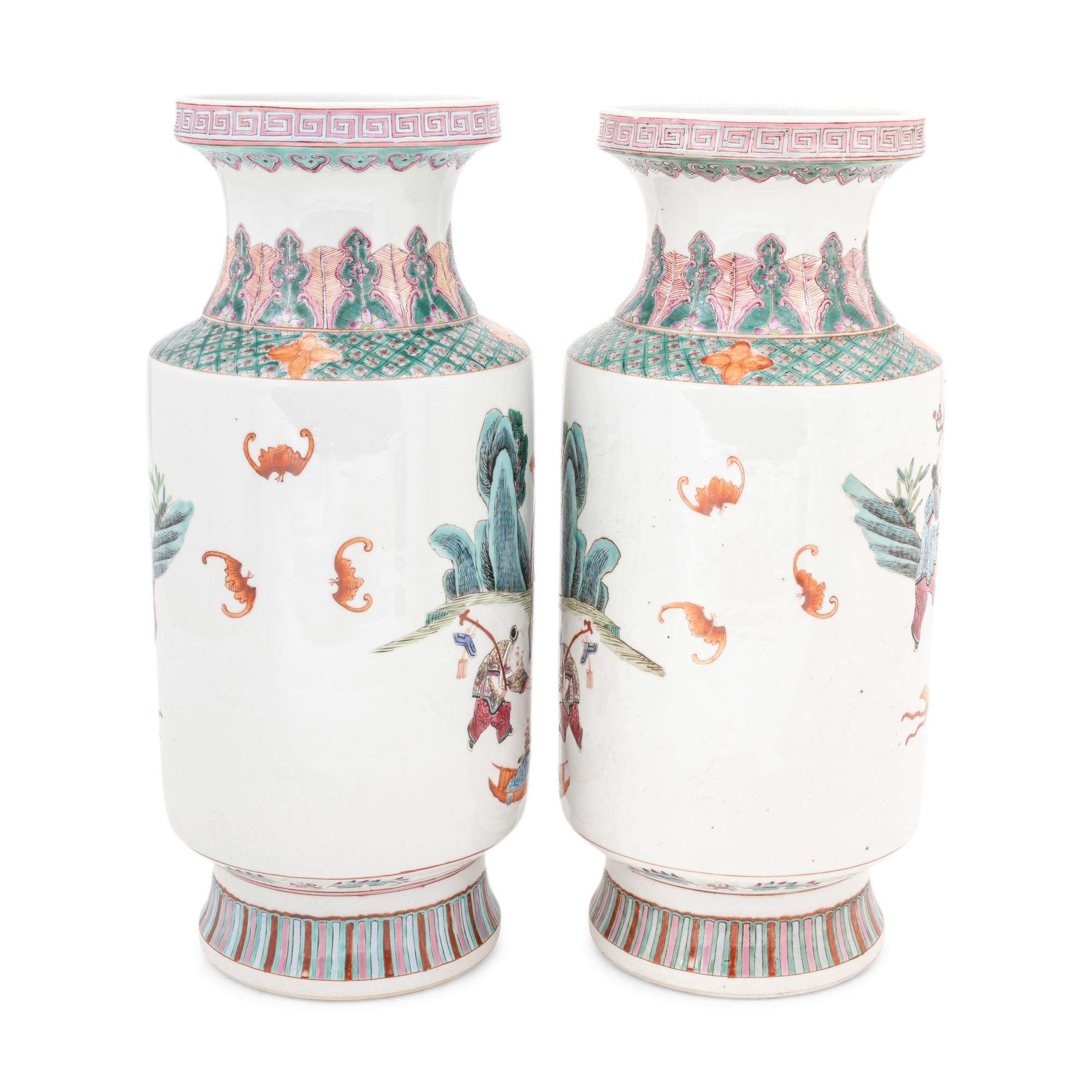 A Pair of Chinese Famille Rose Porcelain Vases