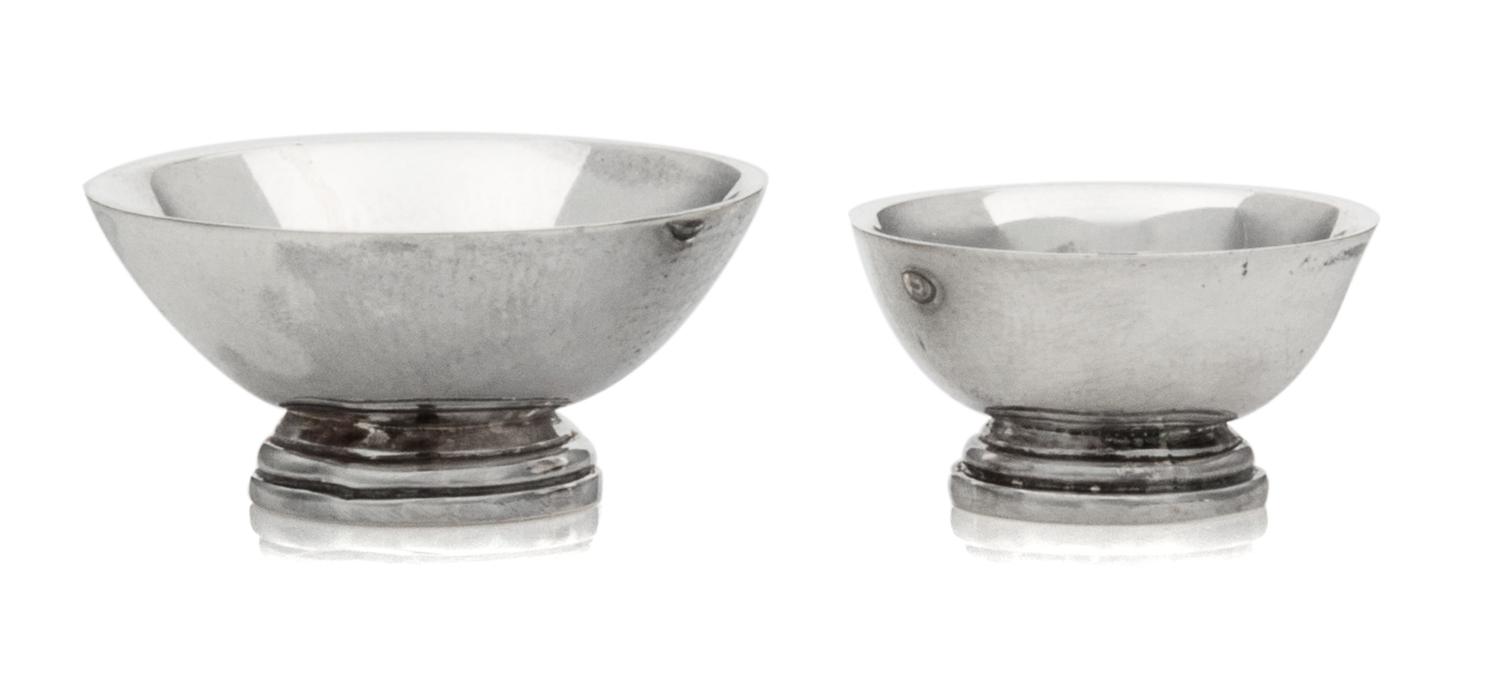 Two American Silver Bowls, Obadiah Fisher, New York, NY, comprising a Revere bowl and a circular center bowl raised on a stepped foot.