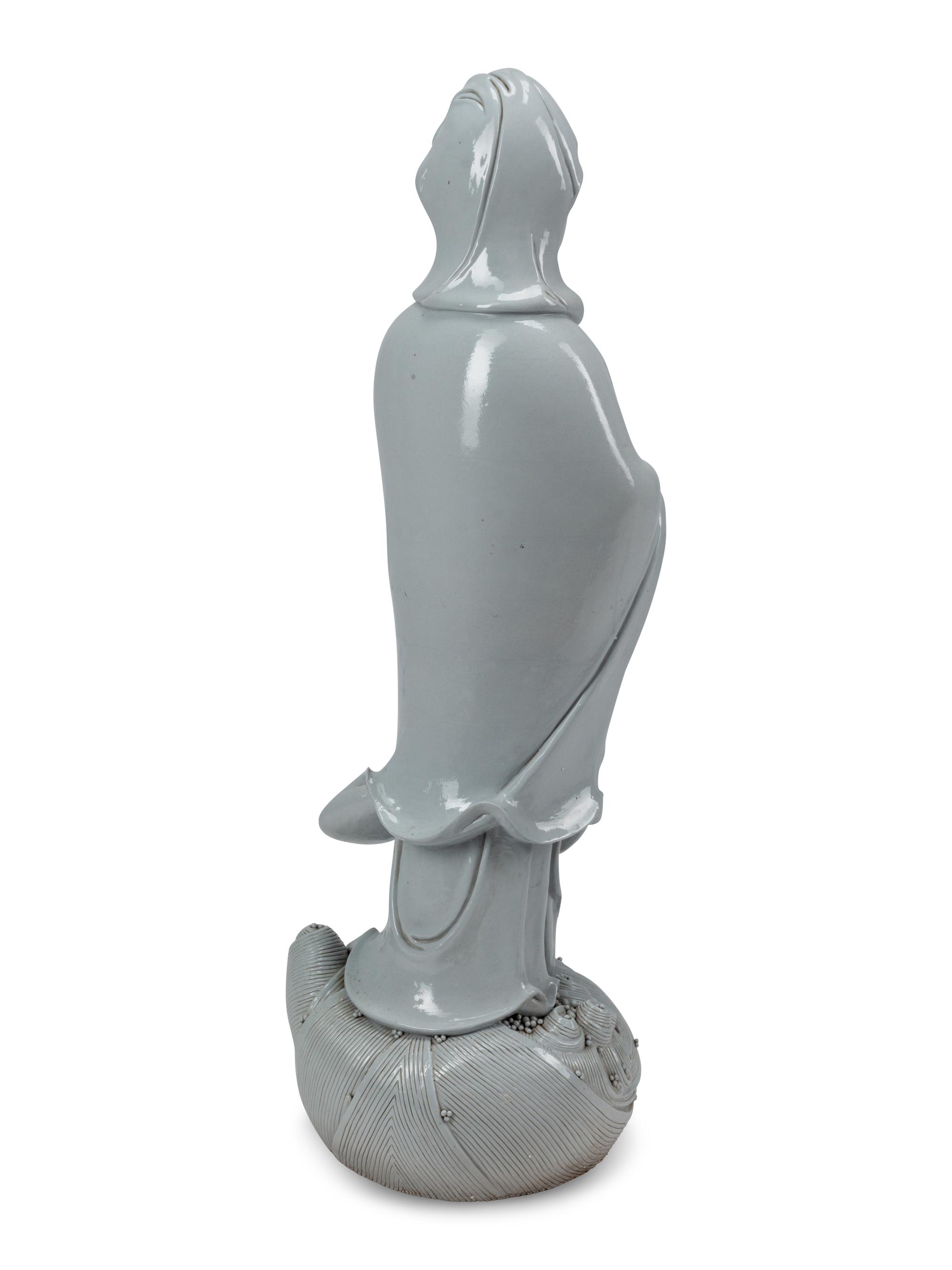 A Large Blanc de Chine Figure of Guanyin