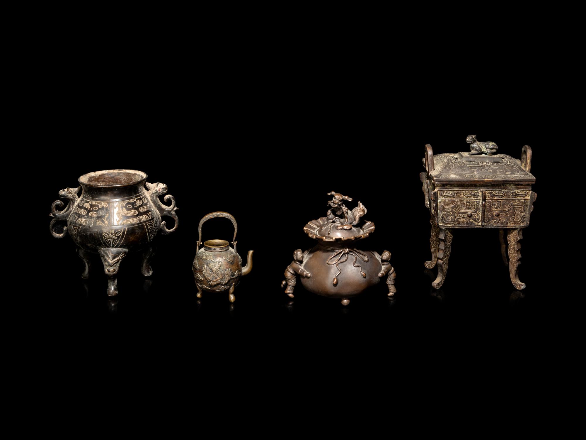 Nine Chinese Bronze Incense Wares