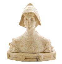 An Italian Alabaster Bust, Angiolo Malavolti (1876-1947), Height 21 3/8 inches.