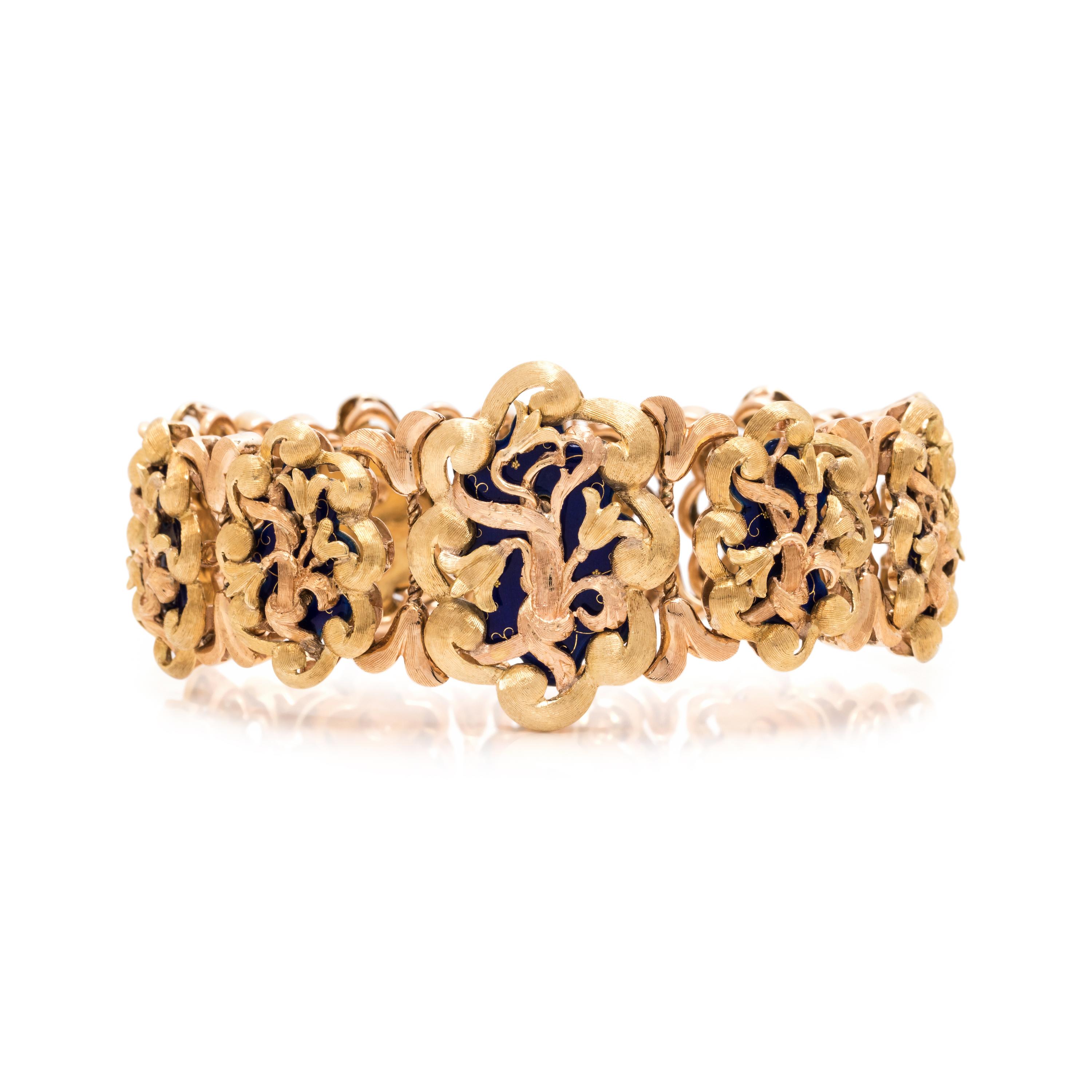 BICOLOR GOLD AND ENAMEL BRACELET