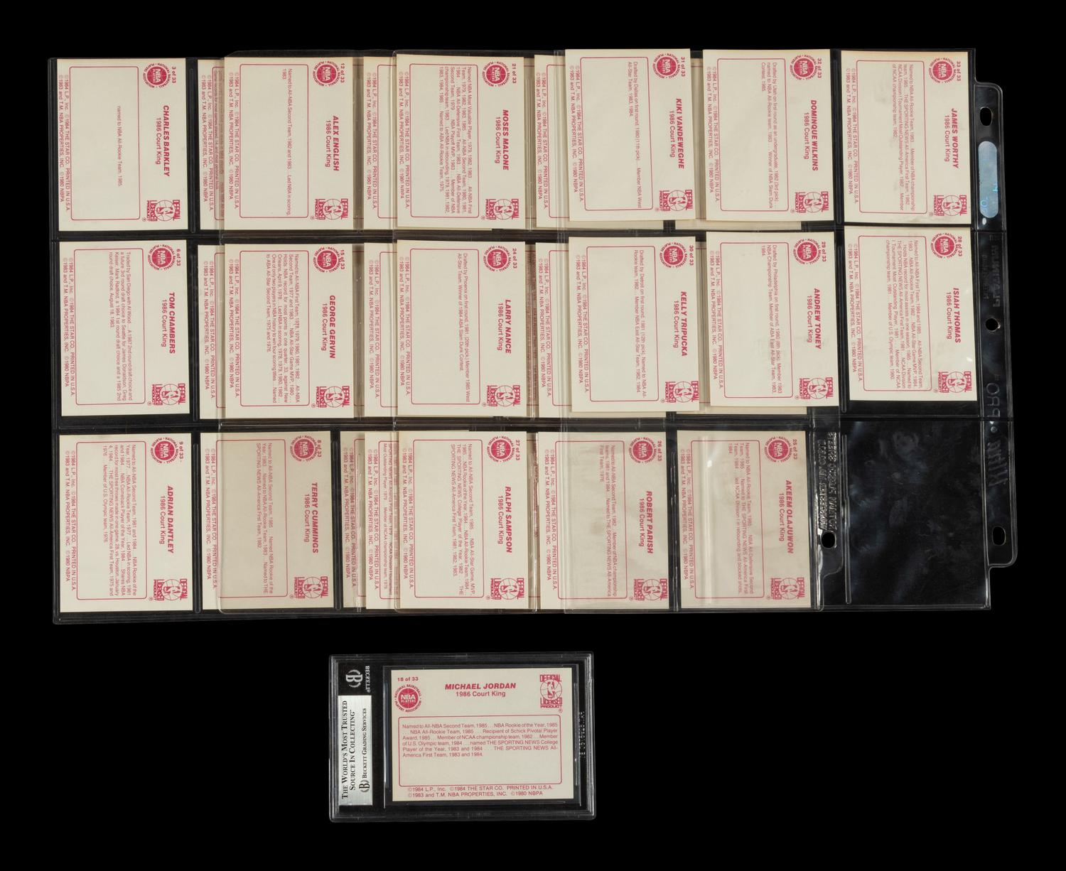 A Complete Set of 1986 Star Court Kings Basketball Cards Including Michael Jordan No. (BGS 8 NM-MT)