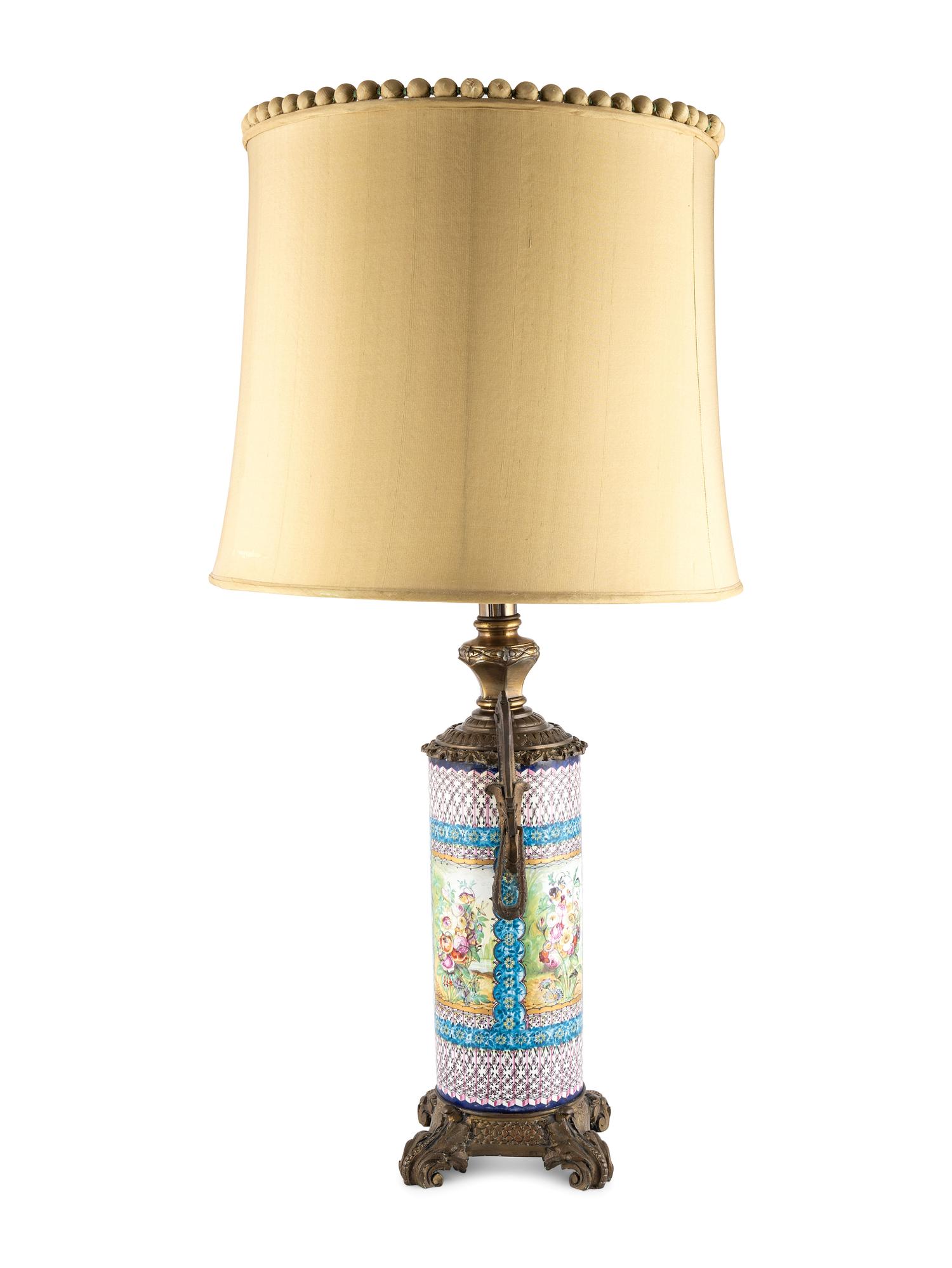 A Gilt Metal Mounted Porcelain Vase Lamp