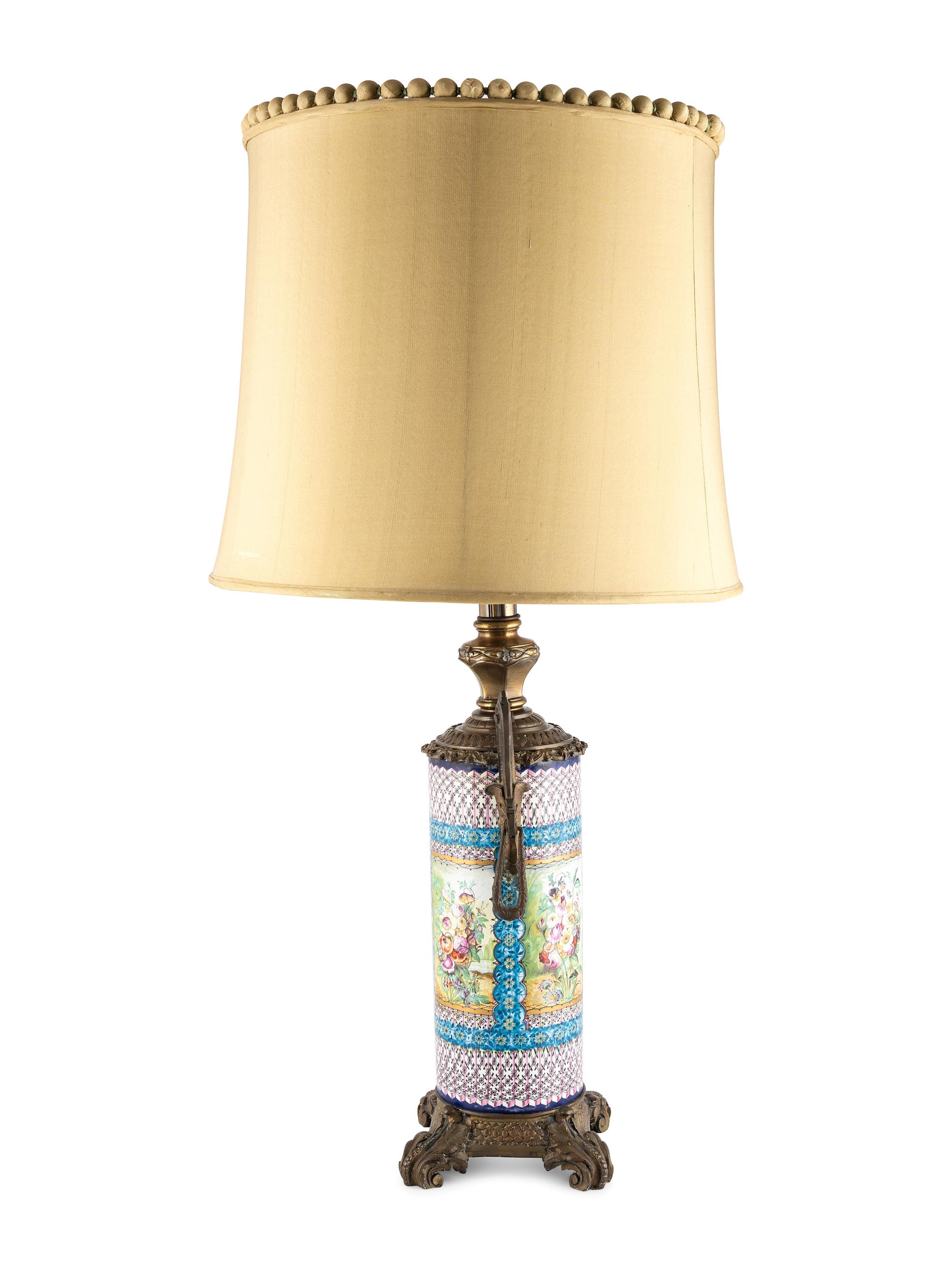 A Gilt Metal Mounted Porcelain Vase Lamp