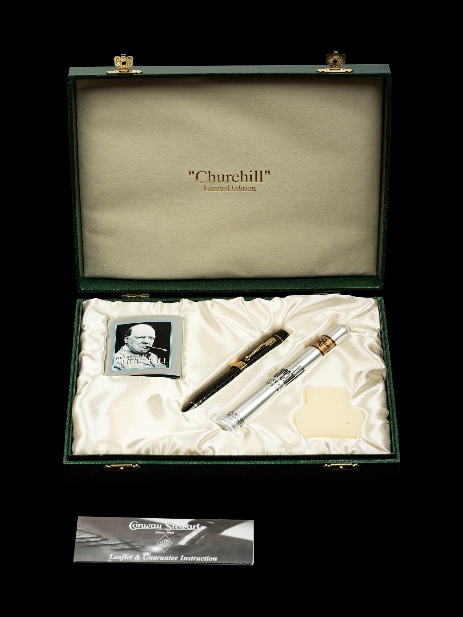 Conway Stewart: Churchill-Ebonite and Gilt Trim Limited Edition Ballpoint Pen