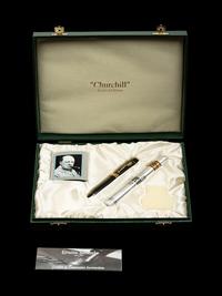 Conway Stewart: Churchill-Ebonite and Gilt Trim Limited Edition Ballpoint Pen