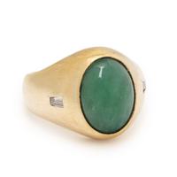 Jade, Diamond, and Yellow Gold Ring