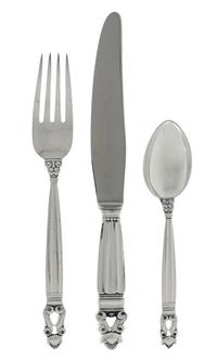 A George Jensen Acorn Silver Flatware Service
