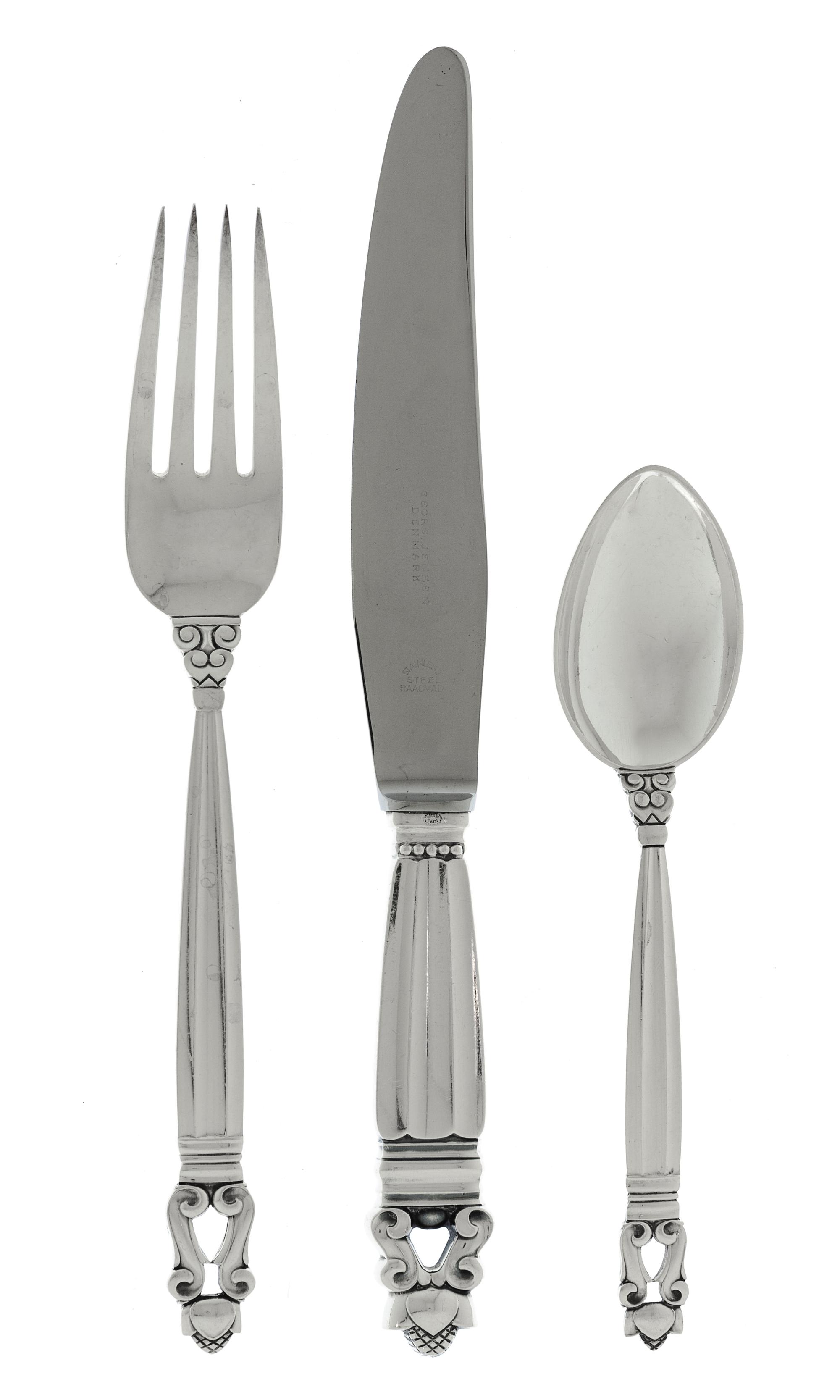 A George Jensen Acorn Silver Flatware Service