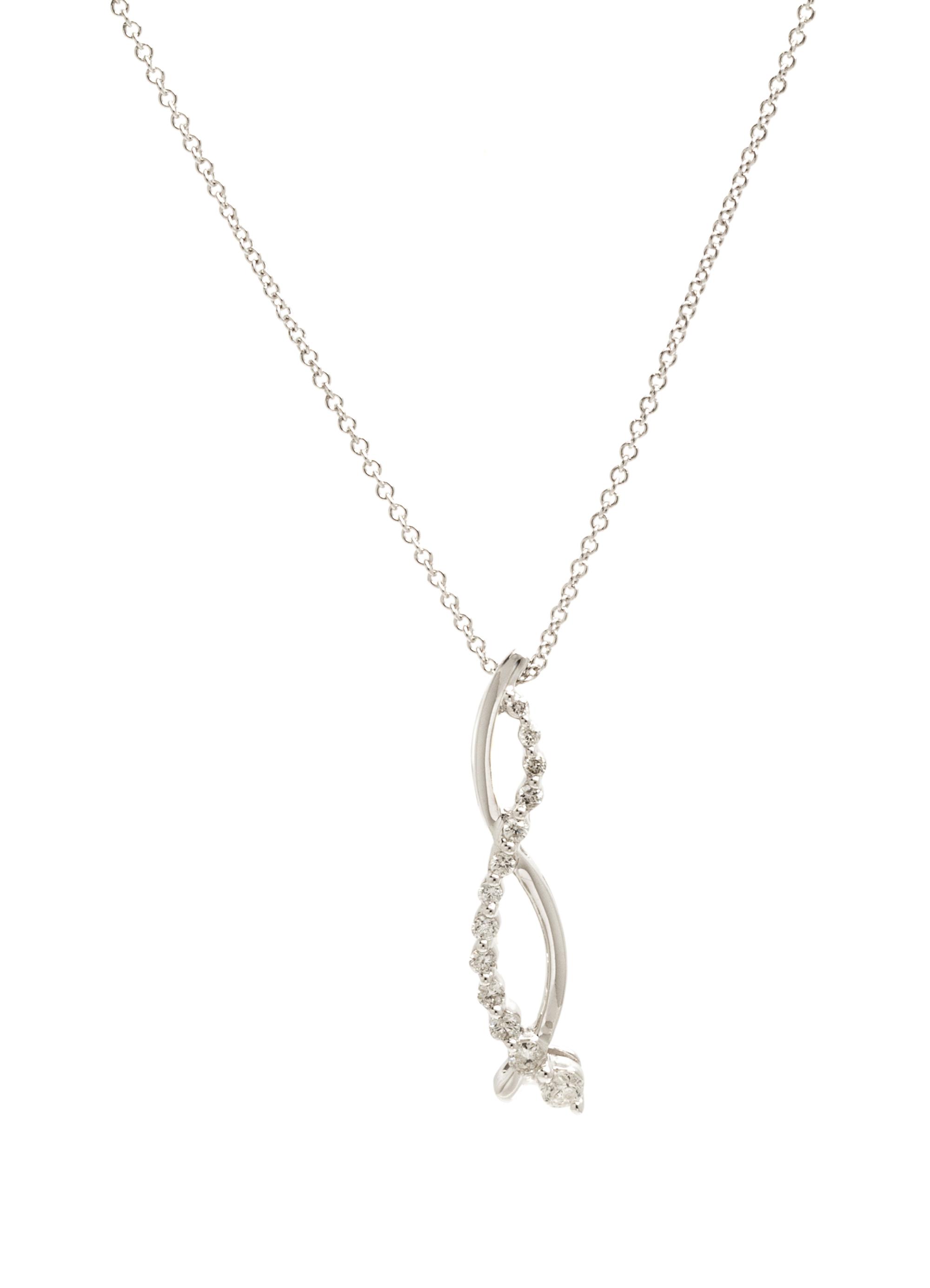 A 14 Karat White Gold and Diamond Pendant Necklace, 1.80 dwts.