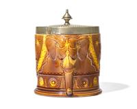 A Wedgwood Majolica Amber Elephant Tobacco Jar