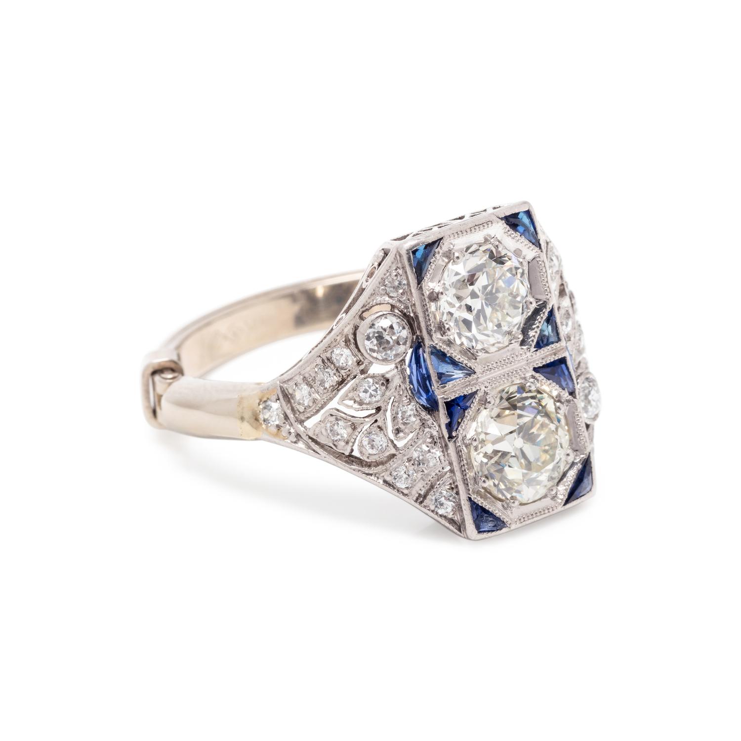 ANTIQUE, DIAMOND AND SAPPHIRE RING