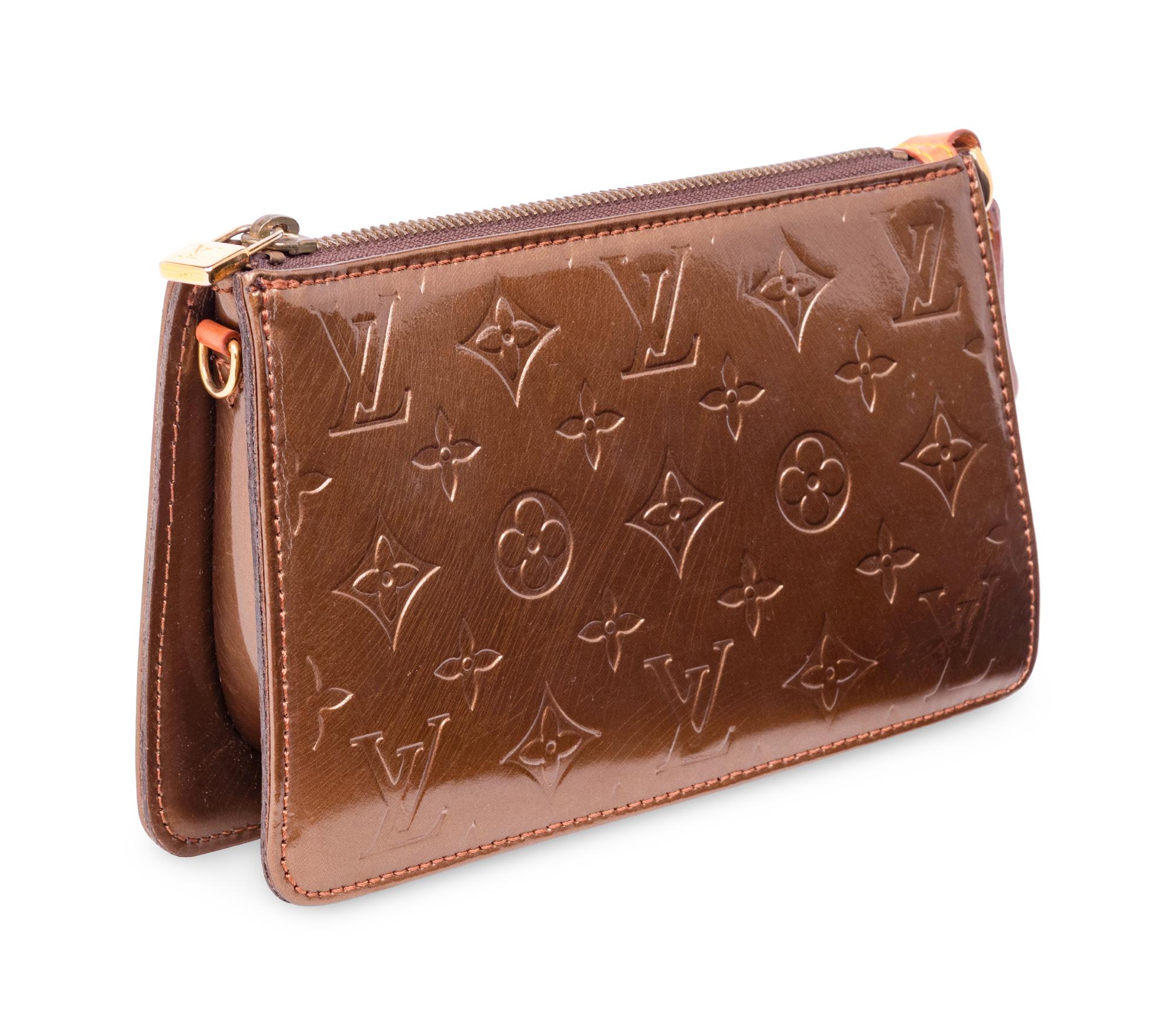 LOUIS VUITTON, BRONZE PATENT LEATHER HANDBAG