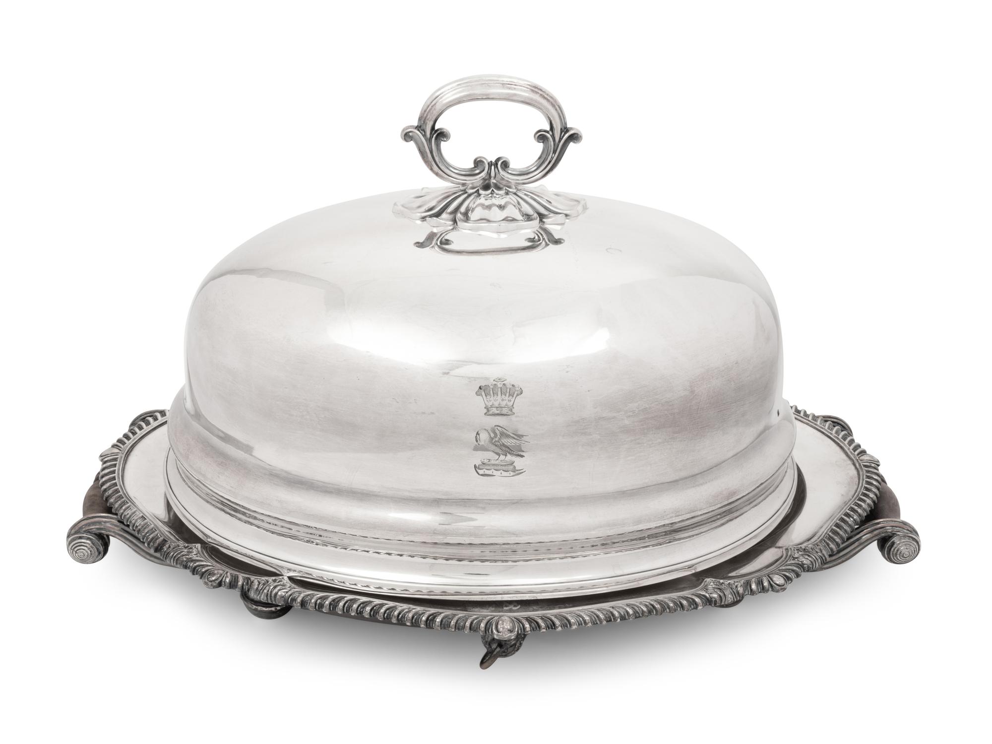 An English Silver-Plate Cloche and Warming Dish