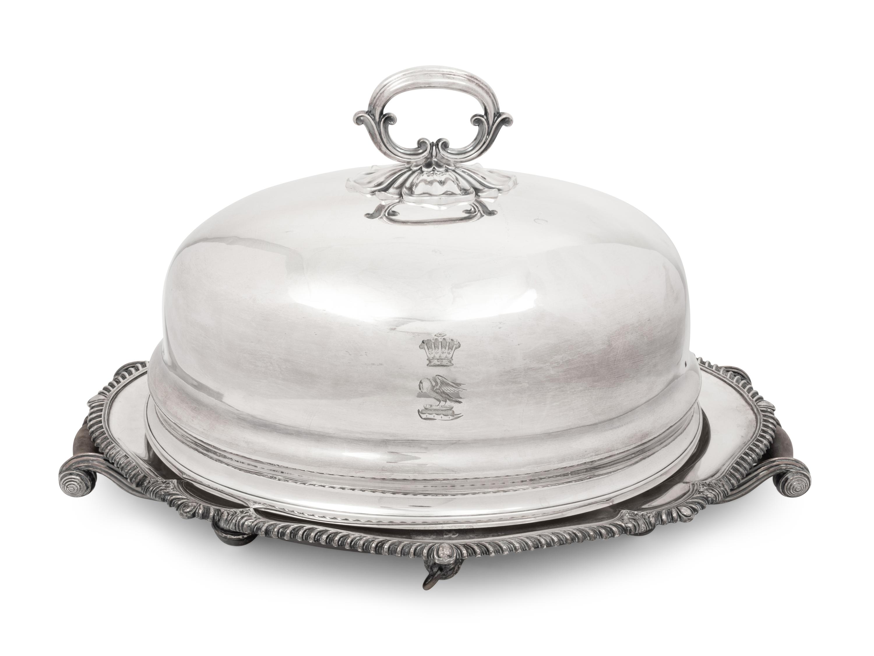 An English Silver-Plate Cloche and Warming Dish