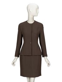 CHANEL, MUTED OLIVE SKIRT SUIT
