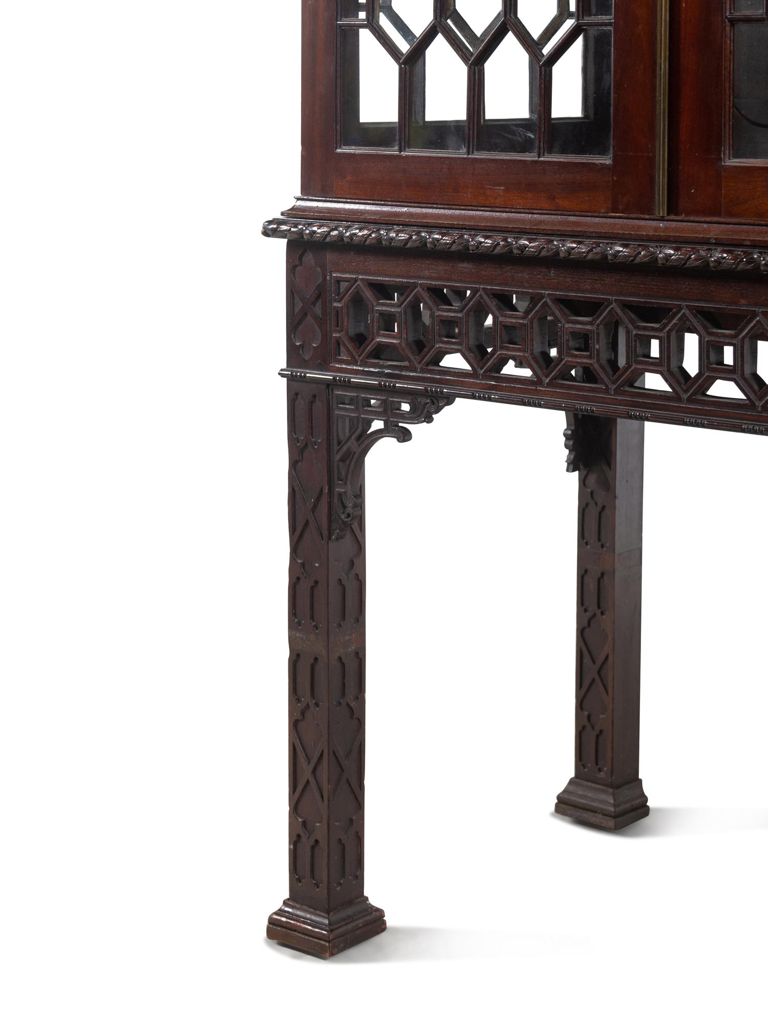A Chinese Chippendale Style Mahogany Vitrine Cabinet