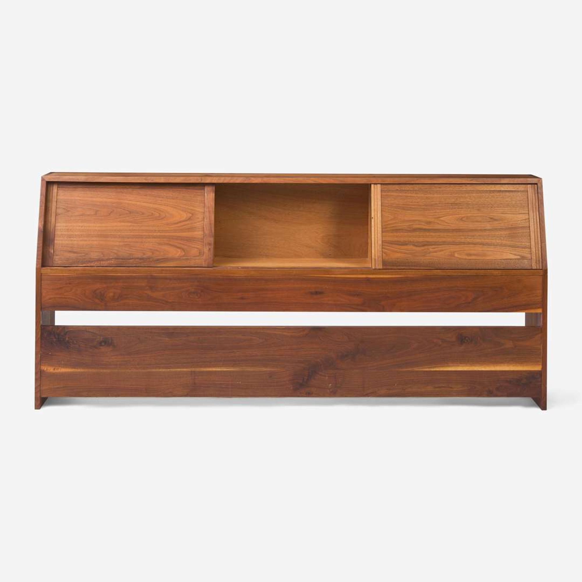 George Nakashima (American, 1905-1990) King-Size Triple Sliding-Door Storage Headboard, New Hope, Pennsylvania, 1967