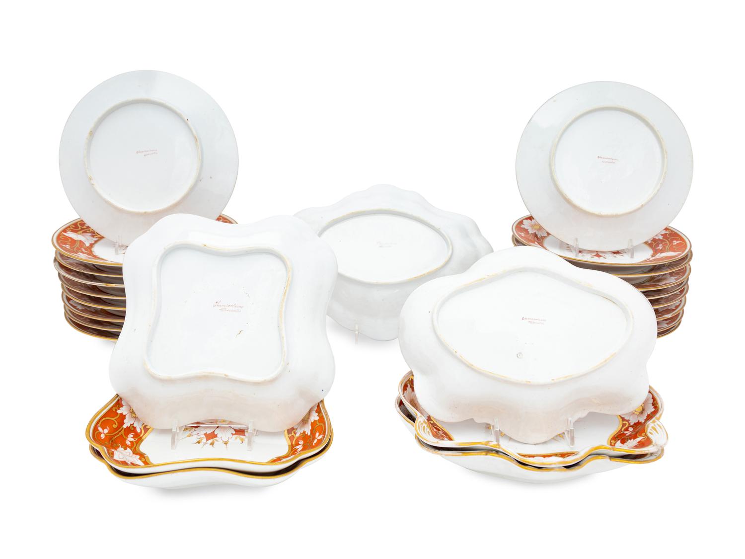 A Chamberlain Worcester Porcelain Dessert Service