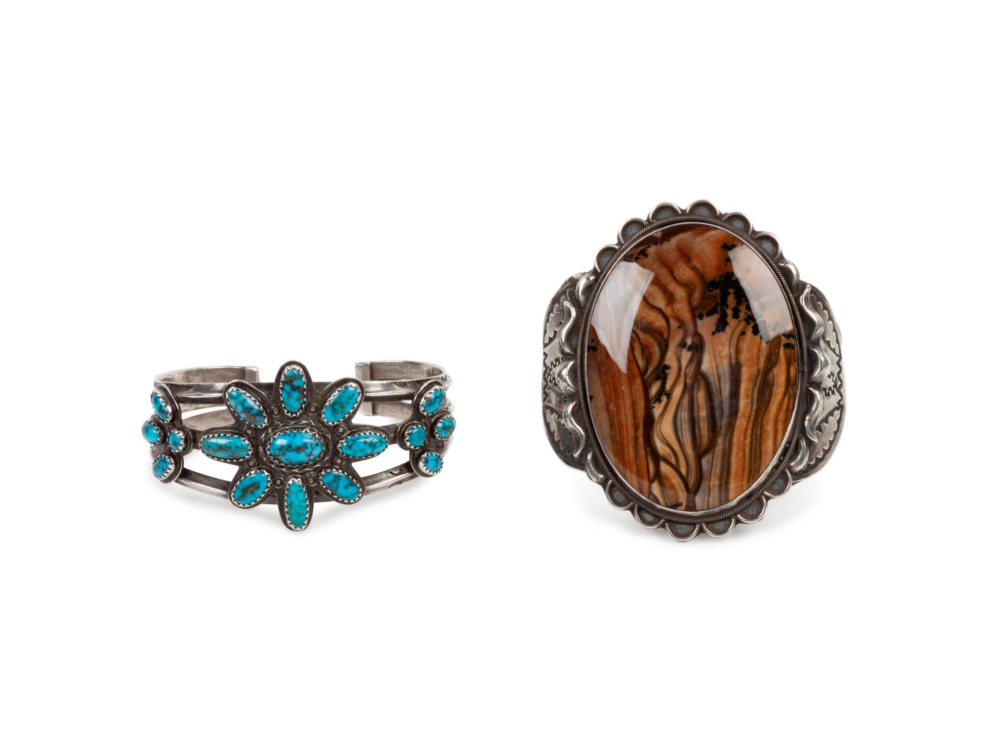 Morenci Turquoise and Jasper Cuff Bracelets