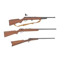 **Lot of Three .22RF Rifles: Mossberg 152K, Remington 514 and H. Pieper Single Shot, with accessory Lyman 57MS Sight