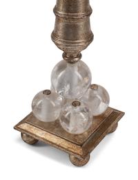 A Pair of Contemporary Rock Crystal and Silvered Bronze Candlesticks