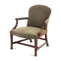 A George III Style Upholstered Mahogany Gainsborough Chair